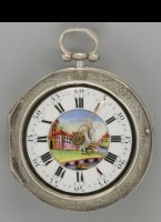 English pair cese verge repouss verge pocket watch, signed: 'May, London', ca 1760. Diameter 50 mm