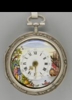 English pair case silver repouss verge pocket watch, signed: 'Leydon, London', ca 1760. Diameter 50 mm