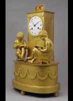 French gilded mantleclock 'Library', signed 'Labeille a Paris'