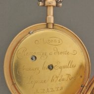 French Lpine virgule pocket watch with chatelaine and box.