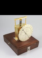 Electrical chronometer from professor Jacques Arsne d'Arsonval used to measure the response time of nervous impressions. Constructed by Charles Versin, 7 Rue Linn, Paris en 1890.
In good working condition.