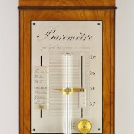 Antique french barometer, silvered brass plates, signed:'par Geret, Ing-Opticien  Macon'. ca 1820
