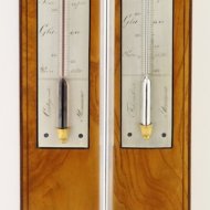 Antique french barometer, silvered brass plates, signed:'par Geret, Ing-Opticien  Macon'. ca 1820