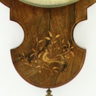 French banjo- of wiel-barometer with one thermometer. Silvered plates, intarsia mahogany. ca 1820