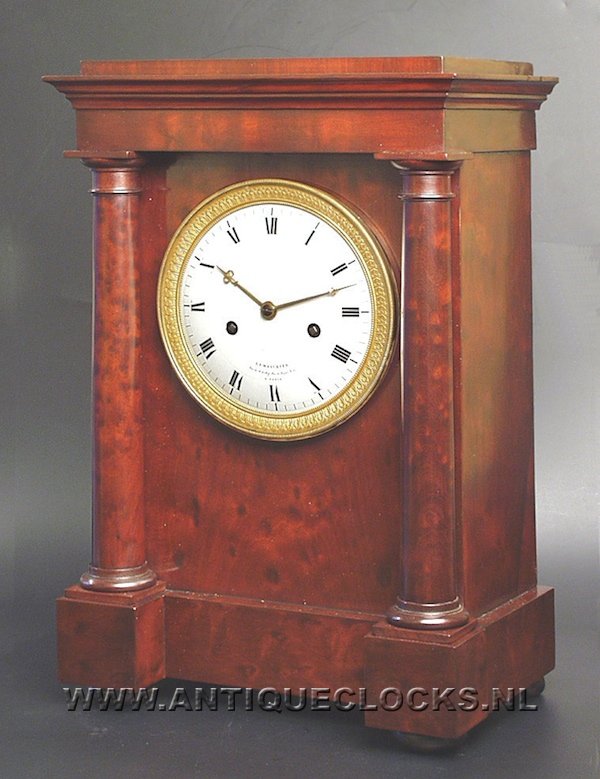 Antique French clock, ca 1810. 'Lemasurier, Suc. de Gl. LeRoy, rue du Temple No.115 a Paris'.