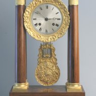 Antique french intarsia portico clock, ca. 1830