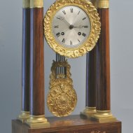 Antique french intarsia portico clock, ca. 1830