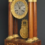 Antique french intarsia portico clock, ca. 1830