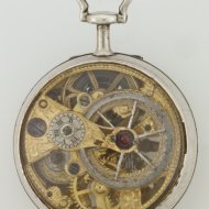 Antique silver pair cased skeletonised verge pocket watch.