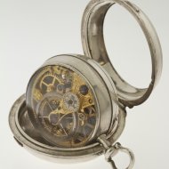 Antique silver pair cased skeletonised verge pocket watch.