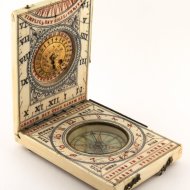 Antique ivory Nurnberg diptych sundial by Hans Troschel, 1617