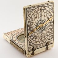 Antique ivory Nurnberg diptych sundial by Hans Troschel, 1617