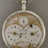 Captains watch with double dials, date, signed 'Courvoisier & Comp'. ca 1800