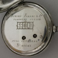 Heavy silver Duplex pocket watch, centre seconds, signed 'Dimier Frres & C Fleurier, Suisse'. 