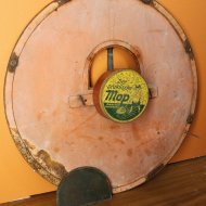 Antique dial of tower clock with gilded hands and working.