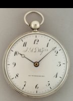 Antique silver watch, signed on enamel dial, inner gilded backlid and backplate movement.