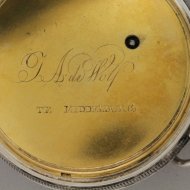 Antique dutch silver verge pocket watch, signed: ' J.A. de Wolf te Middelburg', ca 1810