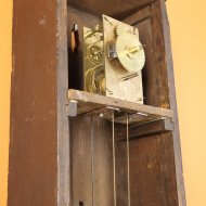 Very early English tavern clock with rectangular shield dial, ca, 1725-1735