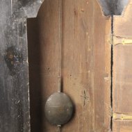 Very early English tavern clock with rectangular shield dial, ca, 1725-1735