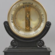 Antique french 'Bourdon' table- or wall-barometer on ebonised basement.