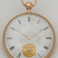 18k golden 4/4 repeating pocket watch with engineturned silver dial. 'Foulon'