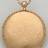 18k golden 4/4 repeating pocket watch with engineturned silver dial. 'Foulon'