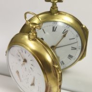 Large gilded double face verge/fusee/stop central seconds pocket watch.