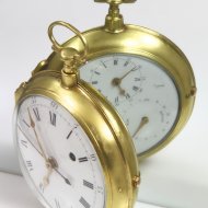 Large gilded double face verge/fusee/stop central seconds pocket watch.