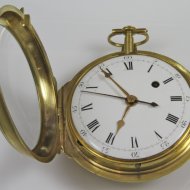 Large gilded double face verge/fusee/stop central seconds pocket watch.