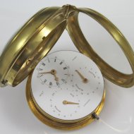 Large gilded double face verge/fusee/stop central seconds pocket watch.