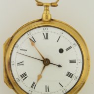 Large gilded double face verge/fusee/stop central seconds pocket watch.