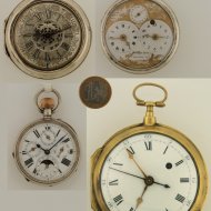 Large gilded double face verge/fusee/stop central seconds pocket watch.