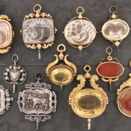 Antique golden mourning pocket watch key
