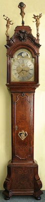 Dutch musical longcase clock, signed: 'Jacobus van der Hegge, Den Haag', ca 1750. Dutch striking and musical: 15 hamers on 8 bells, 4 melodies. height 2,80 mtr