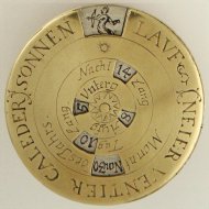 Brass, partly silvered German 18th century fully engraved Calendarium Perpetuum.