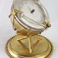 Antique aneroid english barometer in drum model, gilded and silvered.