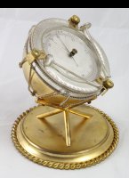 Antique aneroid english barometer in drum model, gilded and silvered.