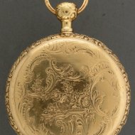 18k golden 4/4 repeating pocket watch with silver dial.