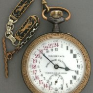 24 hour dialplate pocket watch in iron/gilded case'