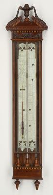Antique dutch barometer, thermometer, contraleur with tin plates by 'D. Sala, Leyden' ca 1780