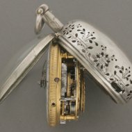 English silver paircase bell quarter repeater, signed 'Gede Rigaud'. (Gedeon Rigaud, London)