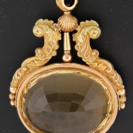 Large golden pocket watch key with big citrine