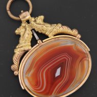 gilded pocket watch key with agate