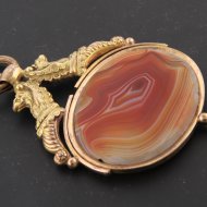 gilded pocket watch key with agate