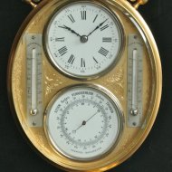 A fine 'Pendule de Bureau', presented by German Emperor Wilhelm II, 'Andenken' (commemoration) with thermometer and barometer, height 200 mm, circa 1895