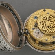 Silver quarter repeating pair case vergewatch, signed: 'Paine, London'. Engraved and open-worked cases. ca. 1740.