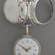 Silver quarter repeating pair case vergewatch, signed: 'Paine, London'. Engraved and open-worked cases. ca. 1740.