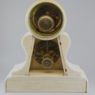 White marble 'brocot' mantel clock with calendar perpetual. (calendarium perpetuum)