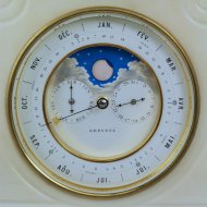 White marble 'brocot' mantel clock with calendar perpetual. (calendarium perpetuum)