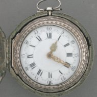 Antique silver triple case vergewatch with chatelaine for the dutch market. hallmarked 1754.